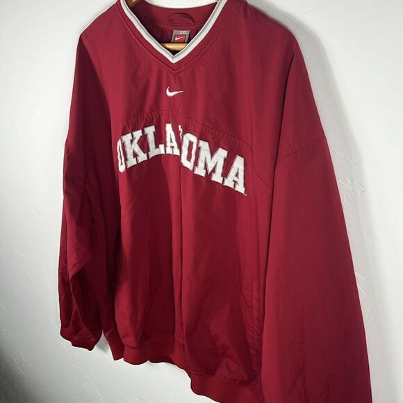 🔥🏈 Vintage OKLAHOMA SOONERS Nike Center Swoosh Pullover Polyester Jacket - 2XL - Picture 4 of 9